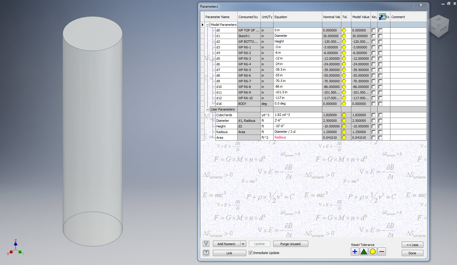 Solved Concrete Cylinder Volume Parameter Formula